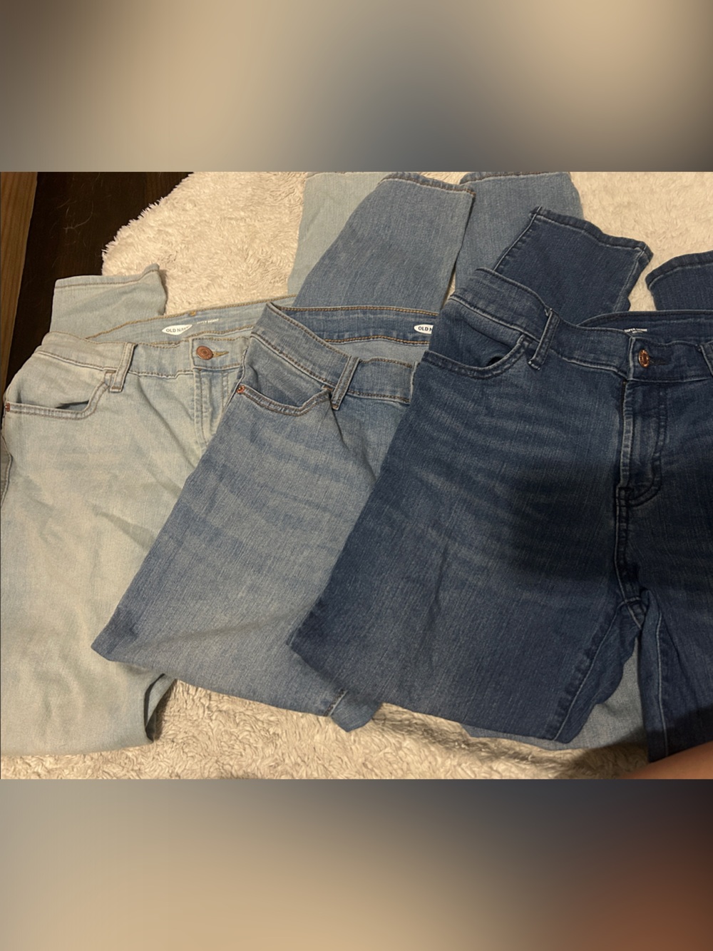 Old Navy Mid Rise Skinny Jeans Trio - Light, Medium & Dark Blue